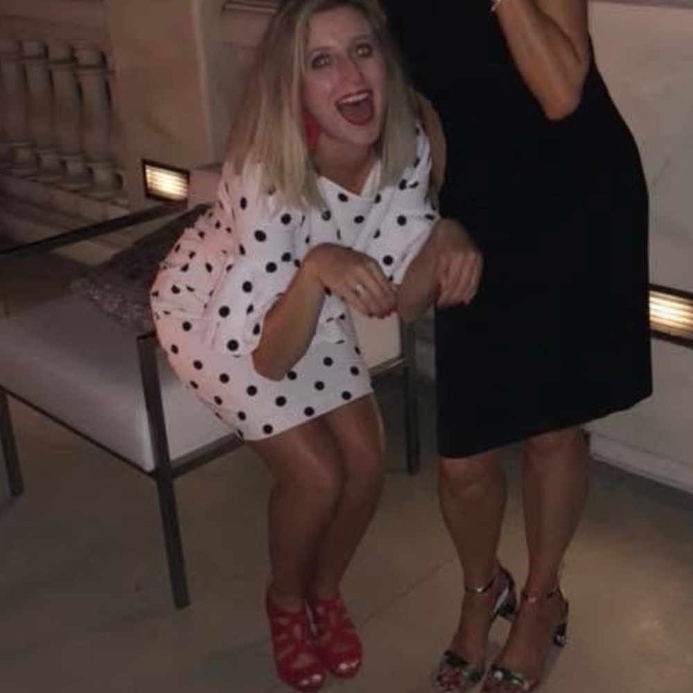 Size 2 Ralph Lauren Black & White Polka Dot Dress Ruffle Sleeves